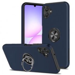 For Samsung Galaxy A07 CHIEF Oil Painted Magnetic Ring Stand Hybrid Case Cover - Dark Blue