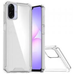 For Samsung Galaxy A07 Colored Shockproof Transparent Hard PC TPU Hybrid Case Cover - Clear/Clear
