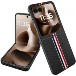 Motorola Razr Ultra 2025 Velvet Fabric Flip Phone Premium PU Vegan Leather - Black