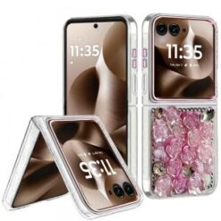 Motorola Razr Ultra 2025 Muti-Color Floral Bling Stones Ornaments Case - Pink