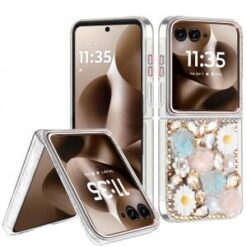 Motorola Razr Ultra 2025 Spectacular Full Bling Stones Glitter HQ Hybrid Floral Series - Gold