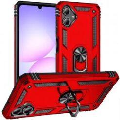 For Samsung Galaxy A07 Ring Magnetic Kickstand Hybrid Case Cover - Red