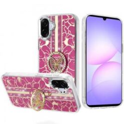 For Samsung Galaxy A07 Splendid Floral Designs with Metal Camera and Buttons with Butterfly Ring Sta