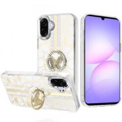 For Samsung Galaxy A07 Splendid Floral Designs with Metal Camera and Buttons with Butterfly Ring Sta