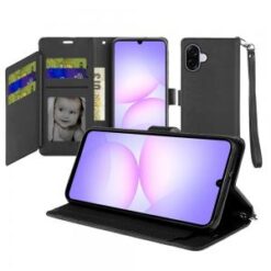 For Samsung Galaxy A07 Wallet ID Card Holder Case Cover - Black