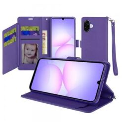 For Samsung Galaxy A07 Wallet ID Card Holder Case Cover - Dark Purple