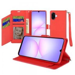 For Samsung Galaxy A07 Wallet ID Card Holder Case Cover - Red