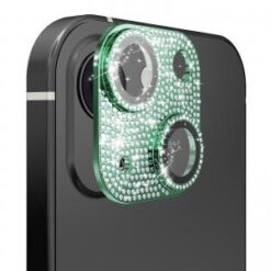 Apple iPhone 13/13 Mini Diamond Bling Camera Lens Full Tempered Glass - Midnight Green