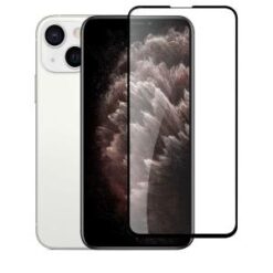 iPhone 13/13 Pro/14 Bulk White Paper Card Package Black edged Tempered Glass (Black)