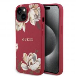 iPhone 14 - GUESS HC O GRAINED PU PRINTED FLOWERS AND CLASSIC LOGO - Fuchsia (GUESS#157)