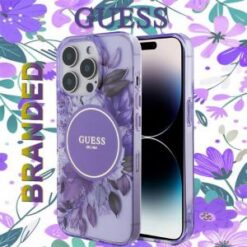 IP 14/ IP 13 - GUESS MAGSAFE IML FLOWER & TONAL CIRCLE - Purple