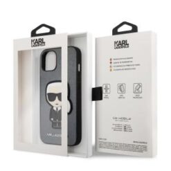 iPhone 13 - KARL HC PU SAFFIANO IKONIK PATCH - Silver (KARL#102)