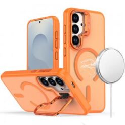 Samsung s26 Magnetic Matte Camera Metallic Stand Hybrid Case - Cosmic Orange