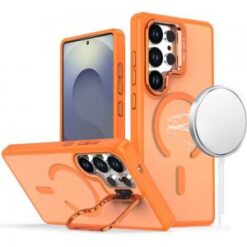 Samsung s26 Ultra Magnetic Matte Camera Metallic Stand Hybrid Case - Cosmic Orange