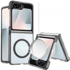 Samsung Z Flip 6/Z Flip 7 FE Magnetic Circle Ring Transparent Premium Acrylic with Metal Buttons