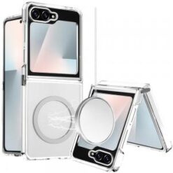 Samsung Z Flip 6/Z Flip 7 FE Magnetic Circle Ring Transparent Premium Acrylic with Metal Buttons