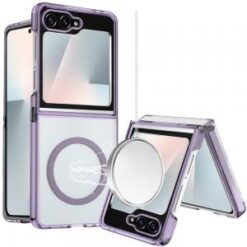 Samsung Z Flip 6/Z Flip 7 FE Magnetic Circle Ring Transparent Premium Acrylic with Metal Buttons