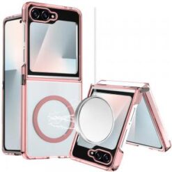 Samsung Z Flip 6/Z Flip 7 FE Magnetic Circle Ring Transparent Premium Acrylic with Metal Buttons