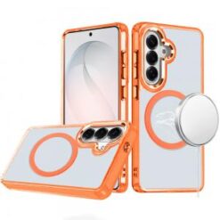 Samsung s26 Magnetic Circle Ring Transparent Premium Acrylic with Metal Buttons & Camera Raised