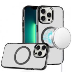 iPhone 13 Pro Magnetic Circle Ring Transparent Premium Acrylic with Metal Buttons & Camera Raise