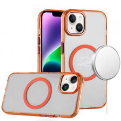 iPhone 13/14 Magnetic Circle Ring Transparent Premium Acrylic with Metal Buttons & Camera Raised