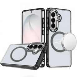 Samsung s26 Magnetic Circle Ring Transparent Premium Acrylic with Metal Buttons & Camera Raised