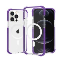 iPhone 13/14 Acrylic [Magnetic Circle] Tough 2.5mm Transparent ShockProof Hybrid - Purple