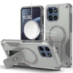 For Moto G 5G 2025/2026 / G PLAY 2026 Sturdy Bracket Kickstand Magnetic Hybrid - Grey