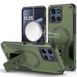 For Moto G 5G 2025/2026 / G PLAY 2026 Sturdy Bracket Kickstand Magnetic Hybrid - Midnight Green
