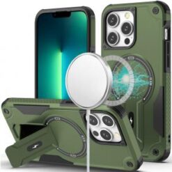 iPhone 13 Pro Sturdy Bracket Kickstand Magnetic Hybrid - Midnight Green