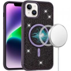 iPhone 13/14 Diamond [Magnetic Circle] with CD Pattern Hybrid - Purple
