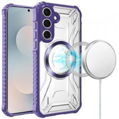 Samsung s26 Plus [Magnetic Circle] CD Pattern Transparent Rugged Hybrid - Purple