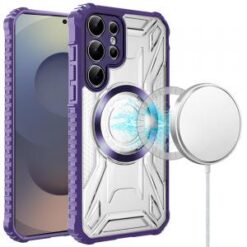 Samsung s26 Ultra [Magnetic Circle] CD Pattern Transparent Rugged Hybrid - Purple