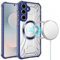 Samsung s26 [Magnetic Circle] CD Pattern Transparent Rugged Hybrid - Dark Blue