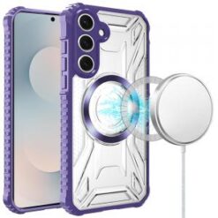 Samsung s26 [Magnetic Circle] CD Pattern Transparent Rugged Hybrid - Purple
