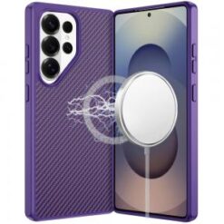 Samsung s26 Ultra CarbonFiber Design Magnetic Ring HQ Thick 2.0mm Hybrid Case - Dark Purple