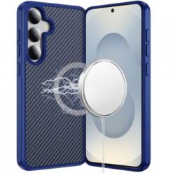 Samsung s26 CarbonFiber Design Magnetic Ring HQ Thick 2.0mm Hybrid Case - Navy Blue