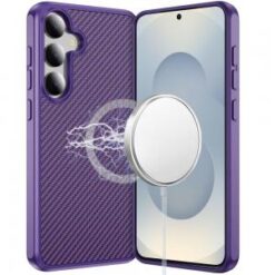 Samsung s26 CarbonFiber Design Magnetic Ring HQ Thick 2.0mm Hybrid Case - Dark Purple