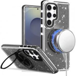 Samsung s26 Ultra Glitz HQ Shimmer Glitter [Magnetic Ring Circle] with 360 degree Rotational Rin