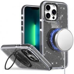 iPhone 13 Pro Glitz HQ Shimmer Glitter [Magnetic Ring Circle] with 360 degree Rotational Ring Ki