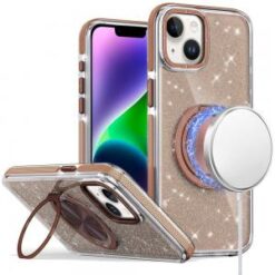 iPhone 14/13 Glitz HQ Shimmer Glitter [Magnetic Ring Circle] with 360 degree Rotational Ring Kic