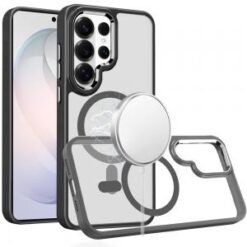 Samsung s26 Ultra Greatest Clear Acrylic [Magnetic Circle] ShockProof ToughThick Metal Button Hy