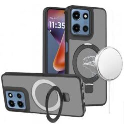 For Moto G 5G 2025/2026 - G Play 2026 - Magnetic Matching Ring Stand Full Rotation Matte Hybrid - Bl