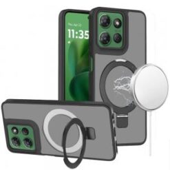 Moto G Power 2026/2025 Magnetic Matching Ring Stand Full Rotation Matte Hybrid - Black