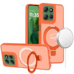Moto G Power 5G 2026/2025 Magnetic Matching Ring Stand Full Rotation Matte Hybrid - Cosmic Orang