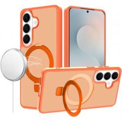 Samsung s26 Magnetic Matching Ring Stand Full Rotation Matte Hybrid - Cosmic Orange