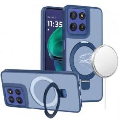 Moto G Stylus 5G 2026/2025 Magnetic Matching Ring Stand Full Rotation Matte Hybrid - Blue