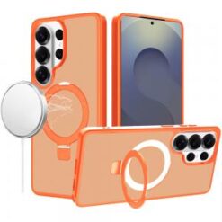 Samsung s26 Ultra Magnetic Matching Ring Stand Full Rotation Matte Hybrid - Cosmic Orange