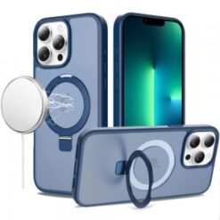 iPhone 13 Pro Magnetic Matching Ring Stand Full Rotation Matte Hybrid - Blue