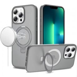 iPhone 13 Pro Magnetic Matching Ring Stand Full Rotation Matte Hybrid - Grey